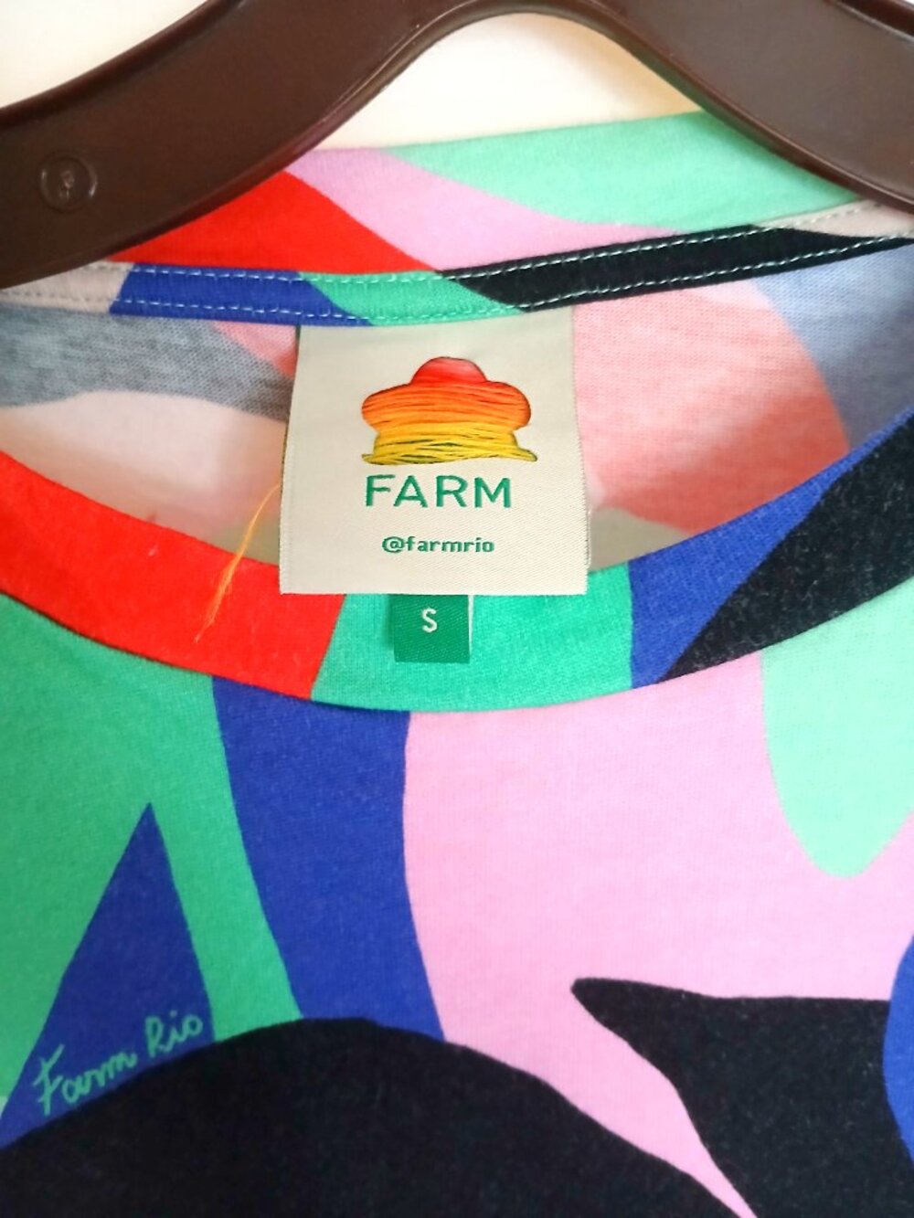 Farm Rio Vibrant Abstract Cotton Sleeveless Maxi Dress S Boho Tropical Statement - Picture 3 of 8